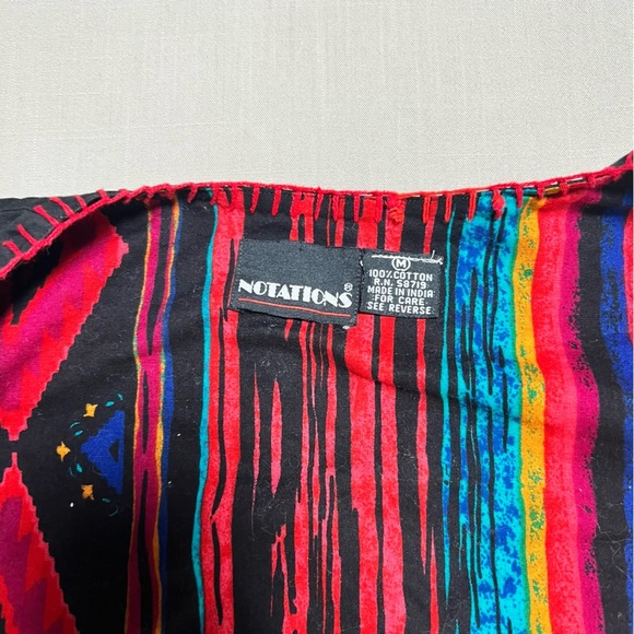Vintage Notations Embroidered Southwestern Vest Black Red Geometric Size M - Picture 6 of 9